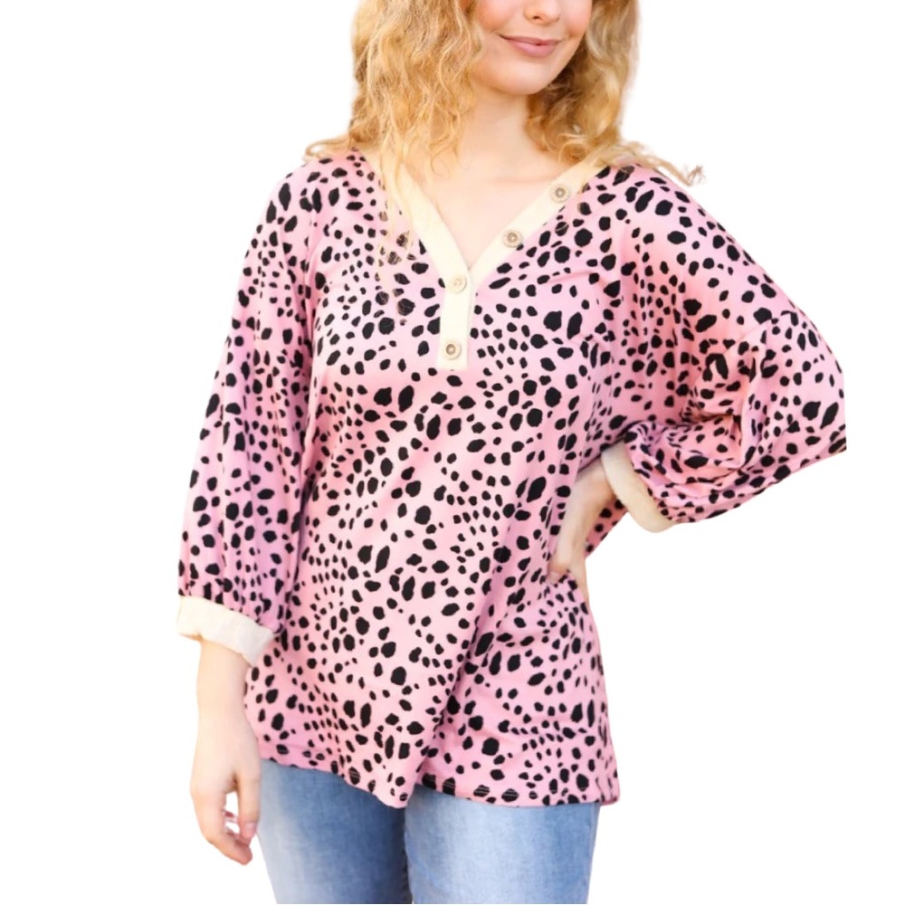 NEW BOUTIQUE MAUVE ANIMAL PRINT TOP